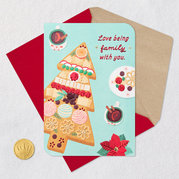Tree-Shaped Charcuterie Board Family Christmas Card Card Front with Envelope and Gold Seal image number 6