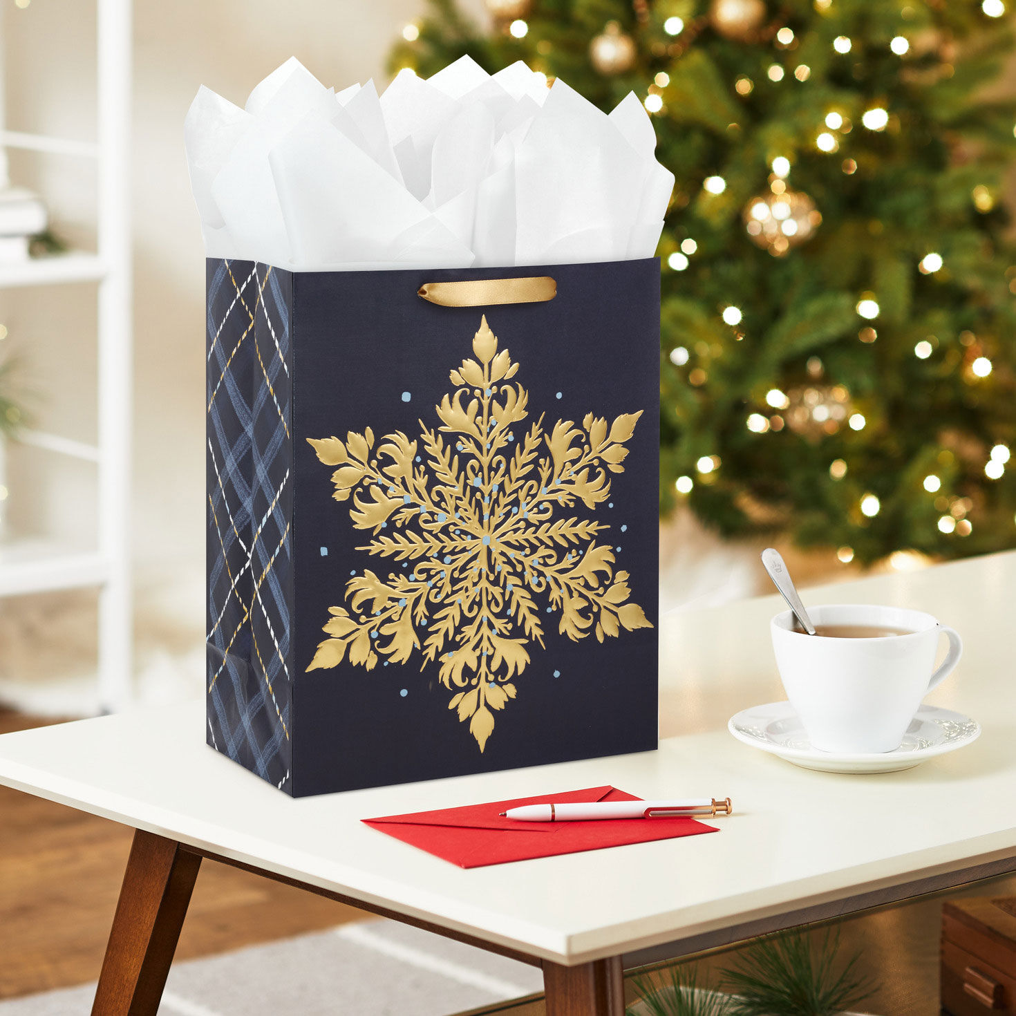 13 Elegant Gold Snowflake Large Holiday Gift Bag Gift Bags Hallmark