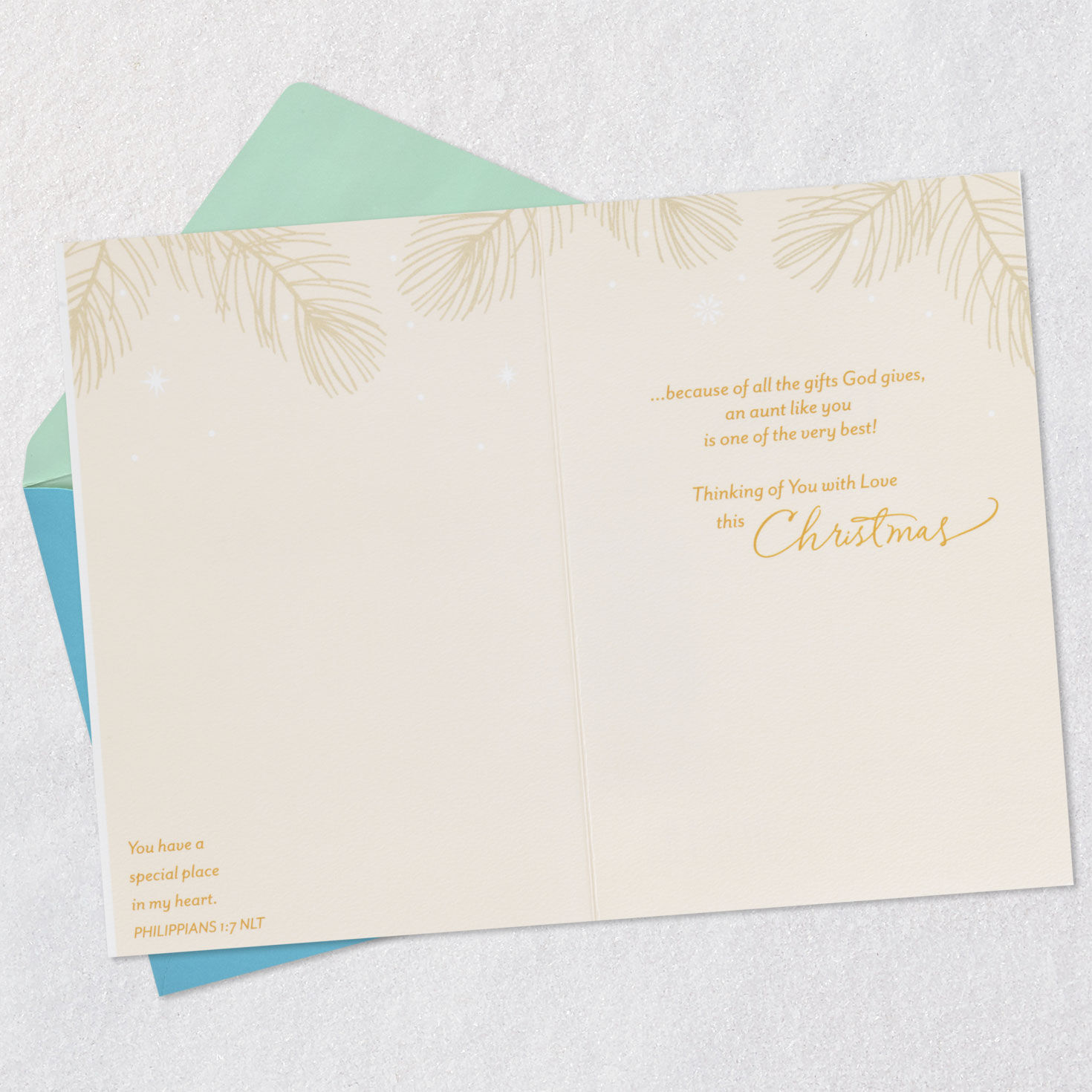 Vintage Ornaments Religious Aunt Christmas Card Open card with envelope image number 4