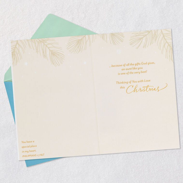 Vintage Ornaments Religious Aunt Christmas Card Open card with envelope image number 4