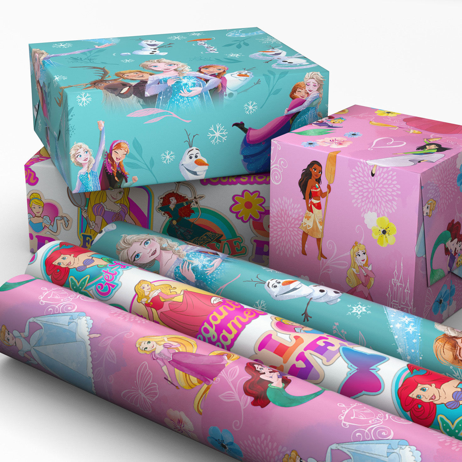 Disney Frozen and Disney Princesses Wrapping Paper Assortment, 60 sq. ft. for only USD 16.99 | Hallmark