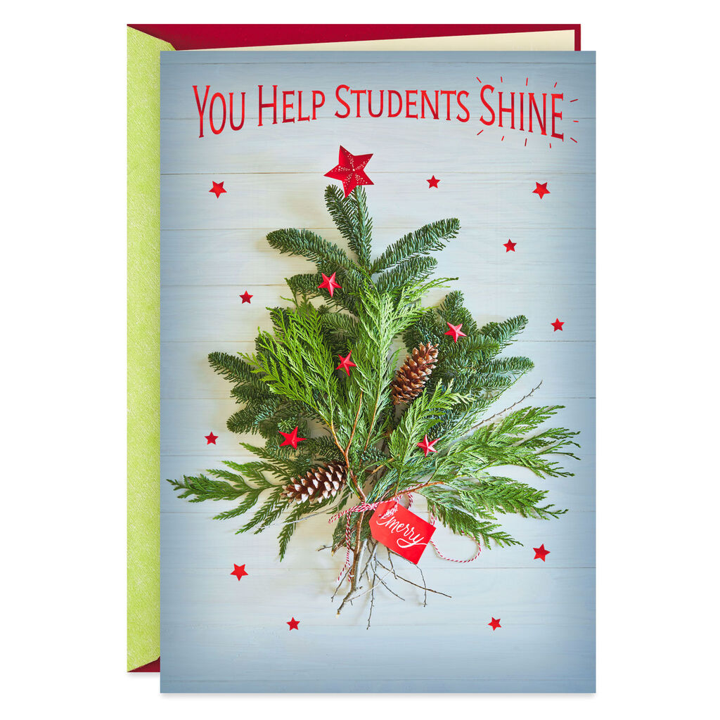 You Shine Thank You Christmas Card For Teacher Greeting Cards