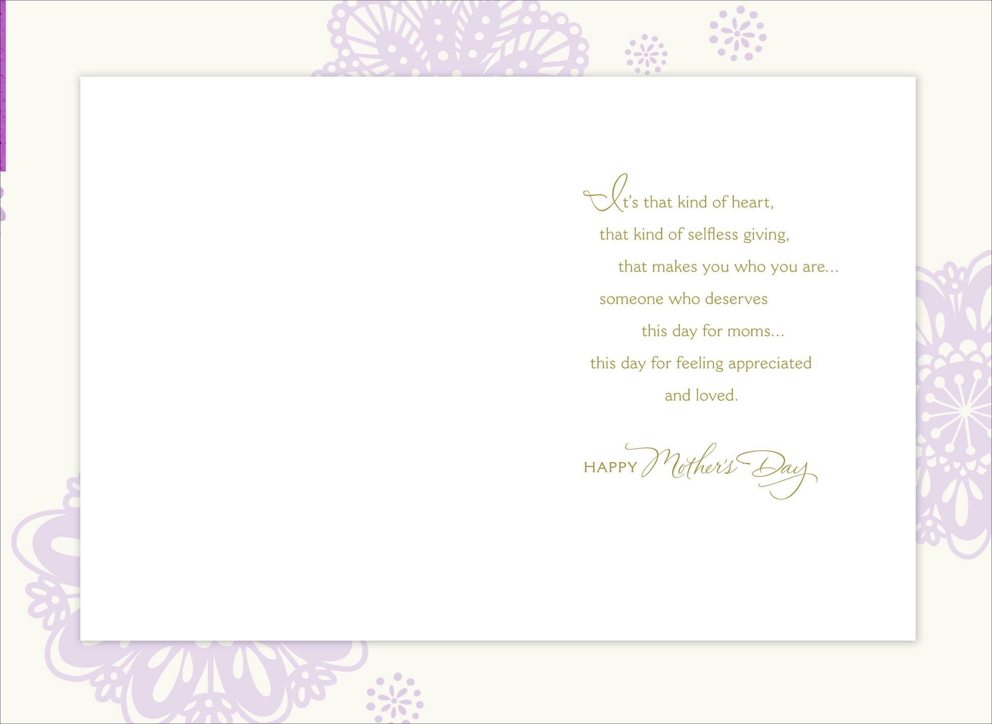 White Filigree Flowers Mother's Day Card