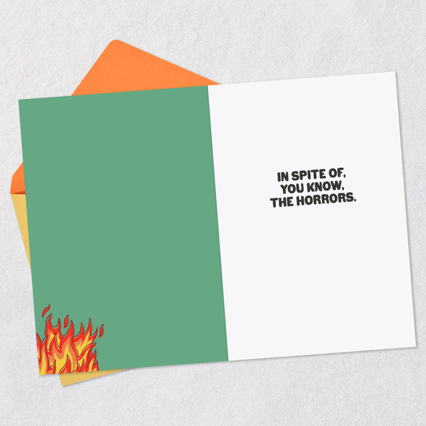 Flame Letters and Dumpster Fire Funny Birthday Card Open Card with Envelope image number 3