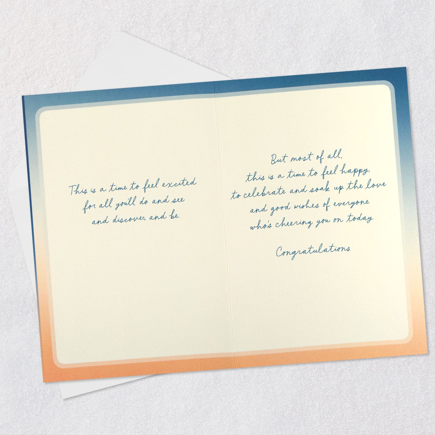 Sunset Grad Silhouettes Graduation Card Open card with envelope image number 4