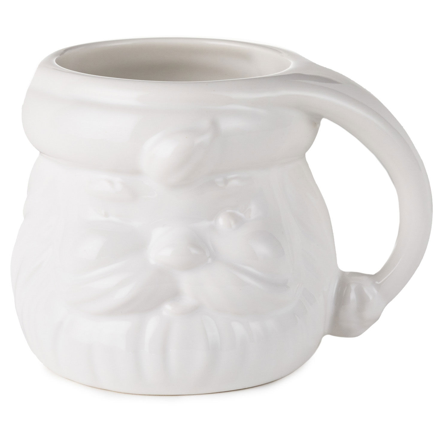 White Sculpted Santa Mug, 8 oz.