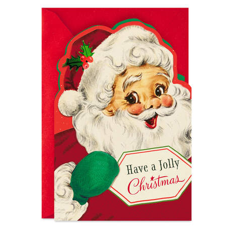 Have a Jolly Christmas Vintage Santa Christmas Card, , large