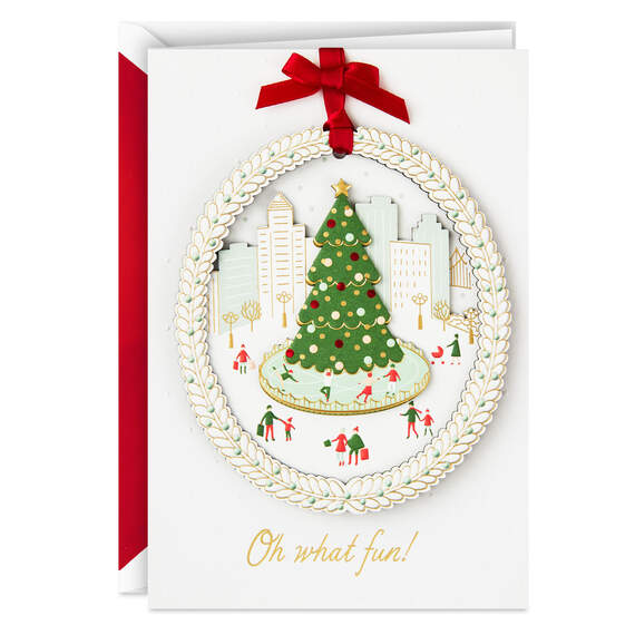 Oh What Fun Christmas Card With Laser-Cut Ornament, , large image number 1