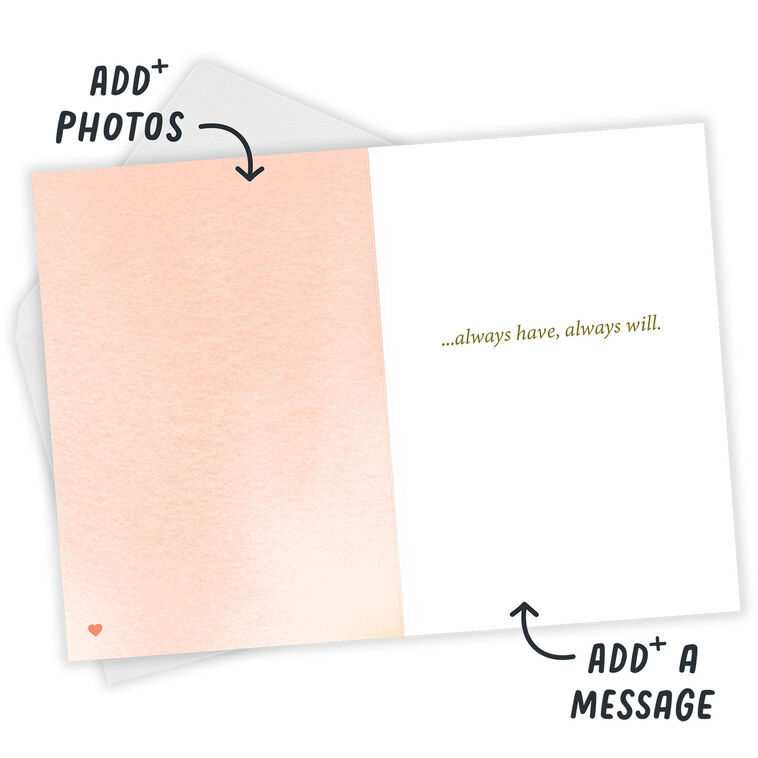 Peach Ombre Pattern Personalized Daughter Card Open Card with Envelope indicating personalization image number 3