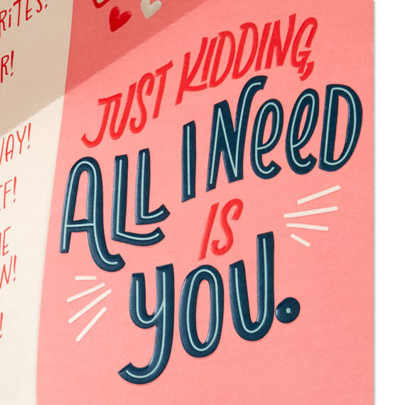 All I Need Is You Funny Pop-Up Valentine's Day Card for Husband, , large image number 3
