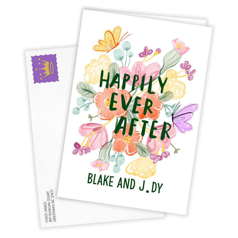 Personalized Flowers & Butterflies Happy Ever After Card  image number 2