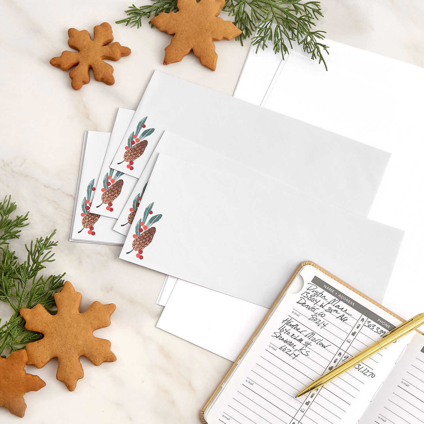 Holiday Boughs and Bows on Ivory Pack of Envelopes in use image number 6