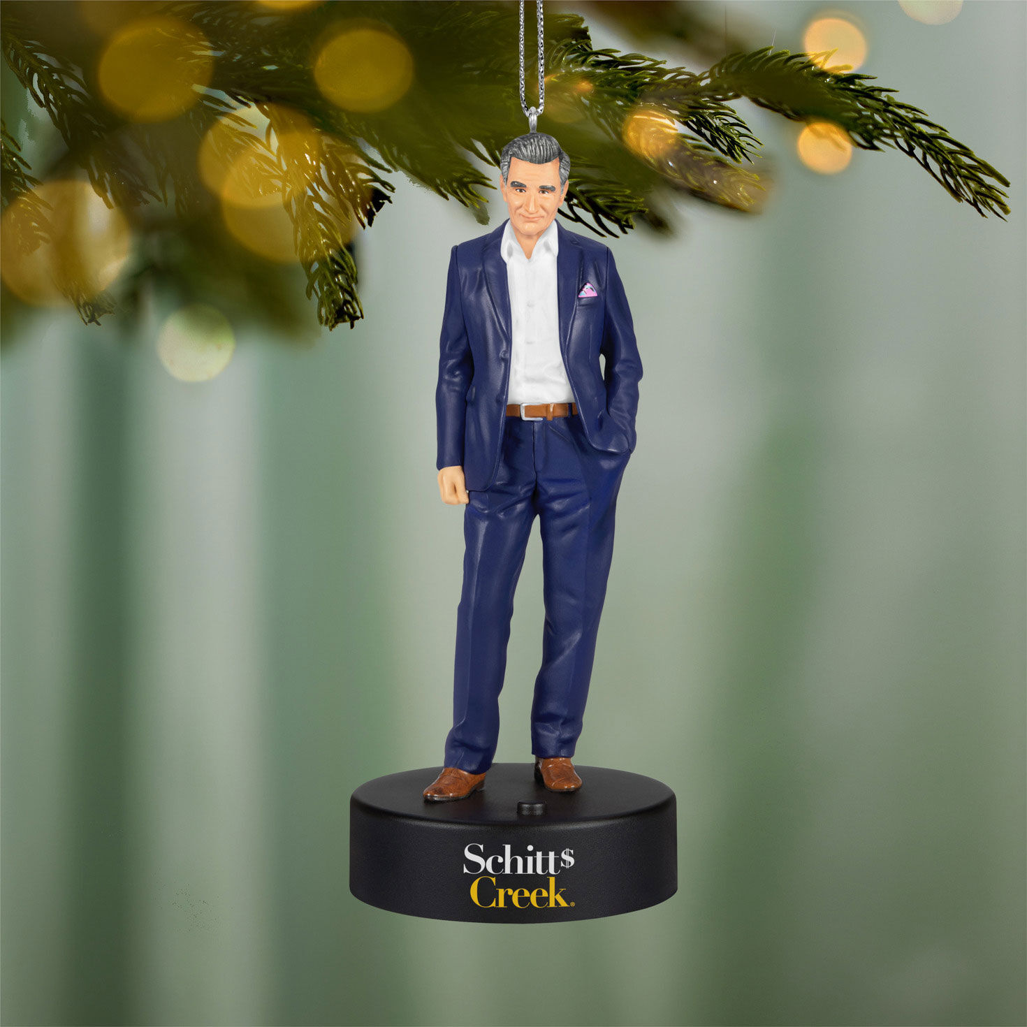 Schitt's Creek Johnny Rose Keepsake Ornament hanging on tree image number 2