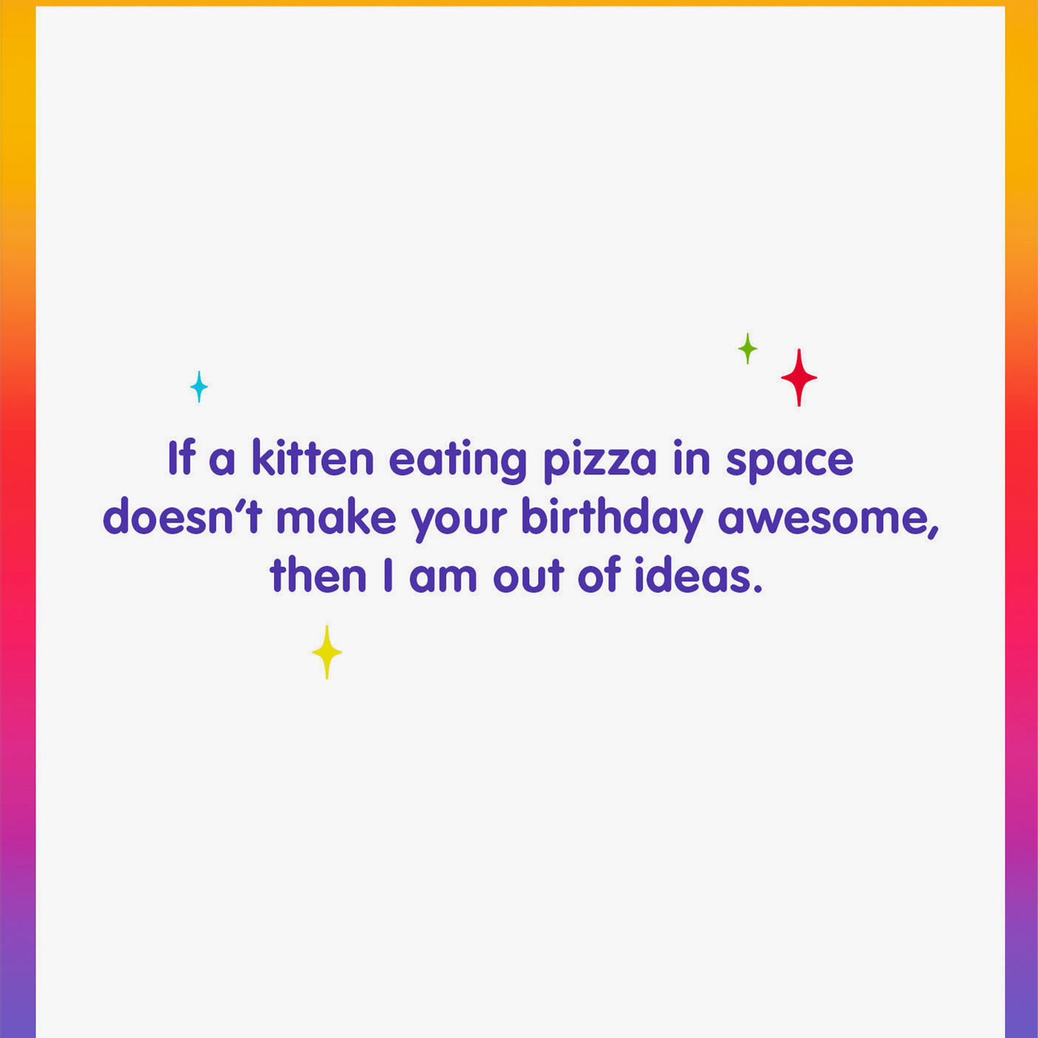 Cat in Space With Pizza Funny Birthday Card Sentiment image number 2