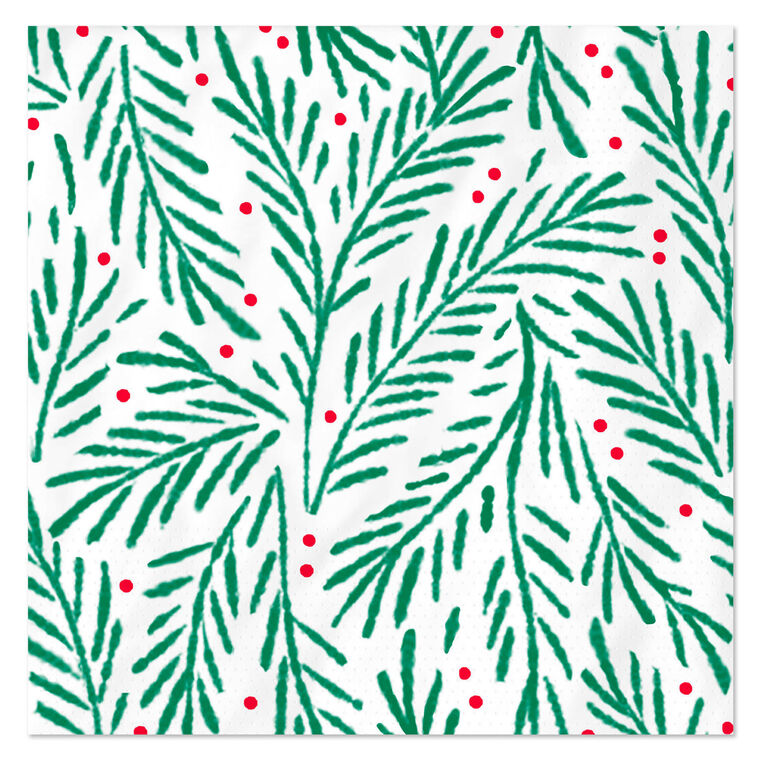 Holly and Berries Holiday Cocktail Napkins, Pack of 20