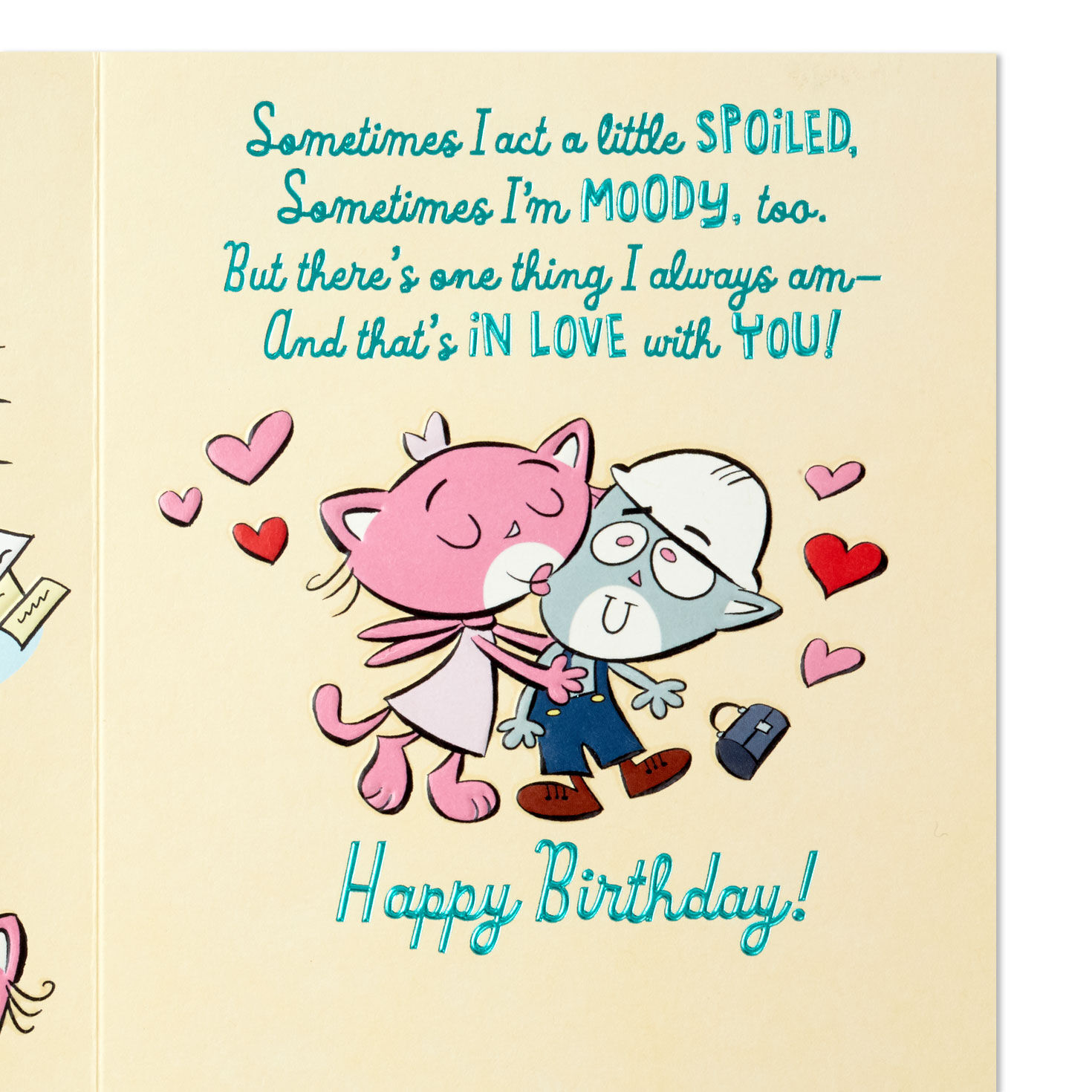 Cute Cat Couple Cartoon Birthday Card for Husband Sentiment image number 3