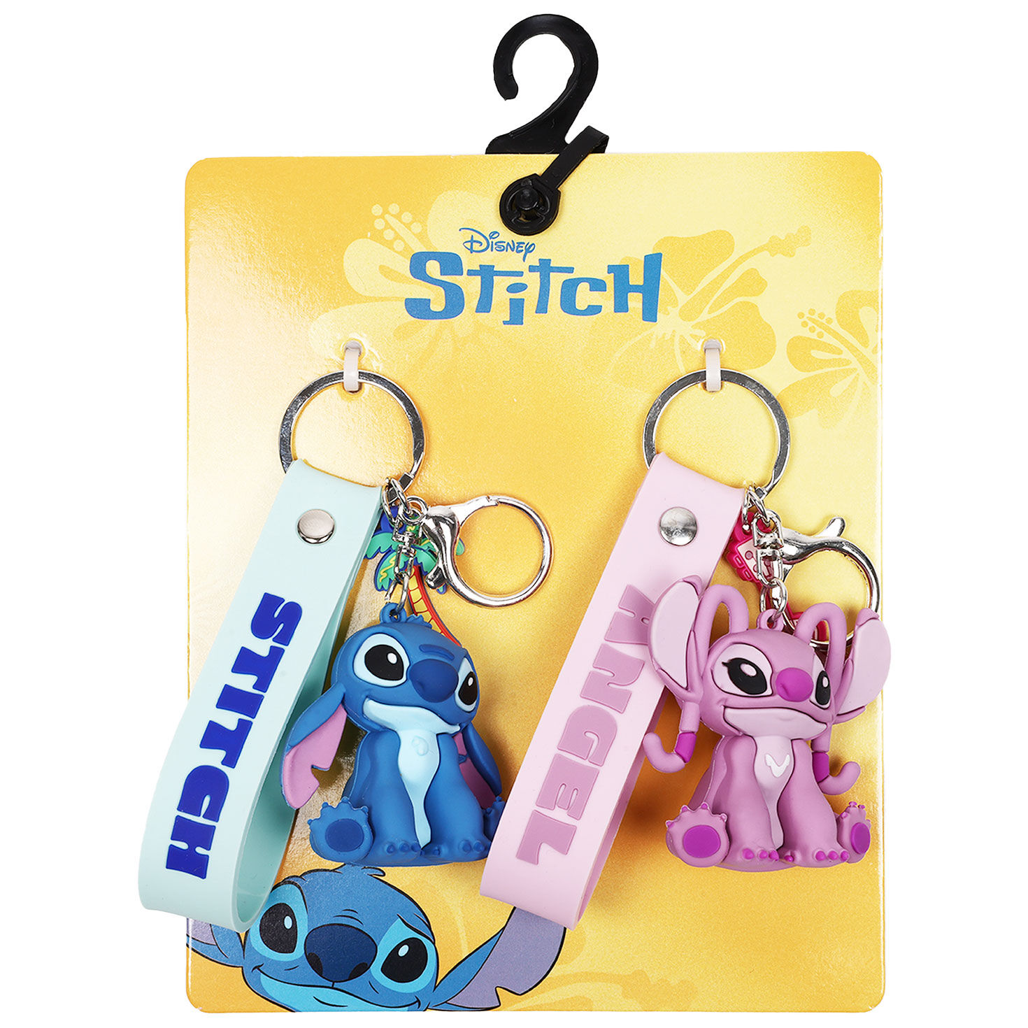 Set of Stitch and Angel Pink and Blue Keychains Package front image number 6