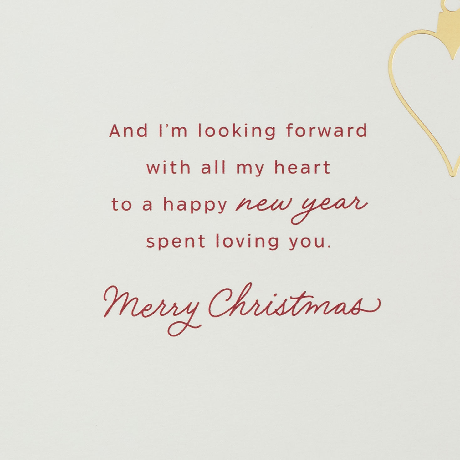 Gold Ornaments on Red Romantic Christmas Card Sentiment image number 3
