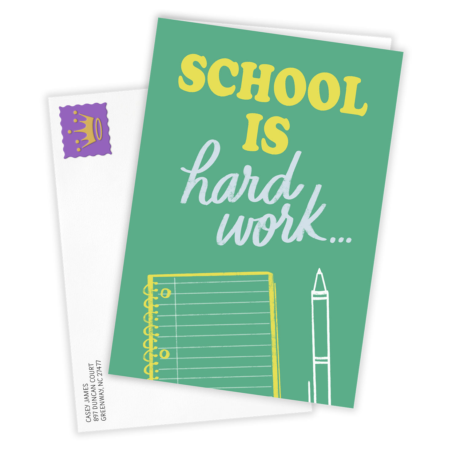 School Notebook and Pen Personalized Card Card Front with Envelope image number 2