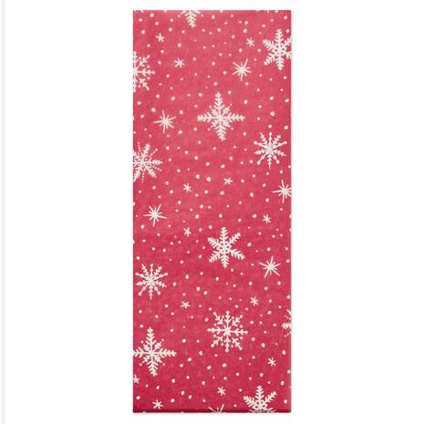 White Snowflakes on Red Tissue Paper, 6 sheets, , large