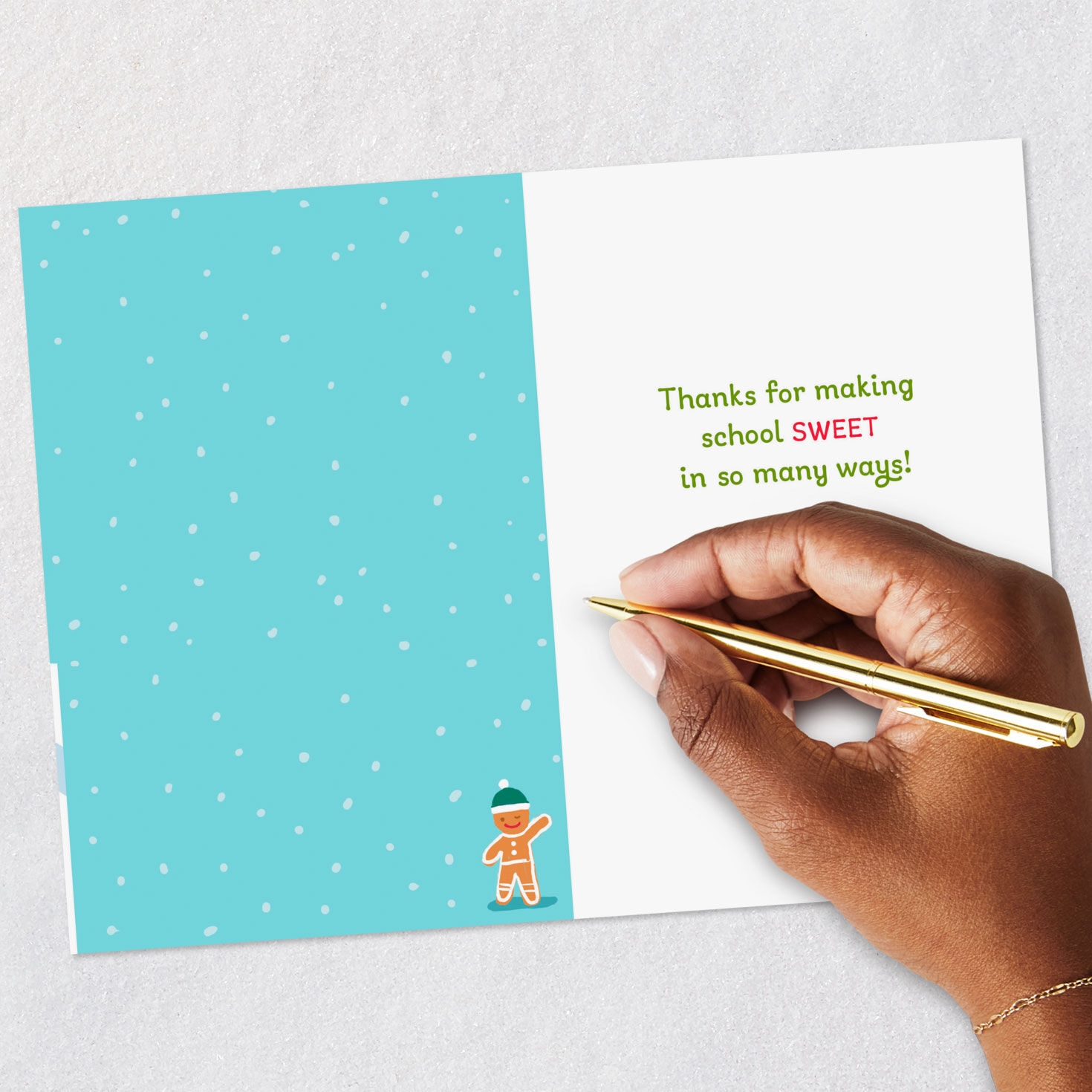 Gingerbread Schoolhouse Christmas Card for Teacher Signing card image number 6