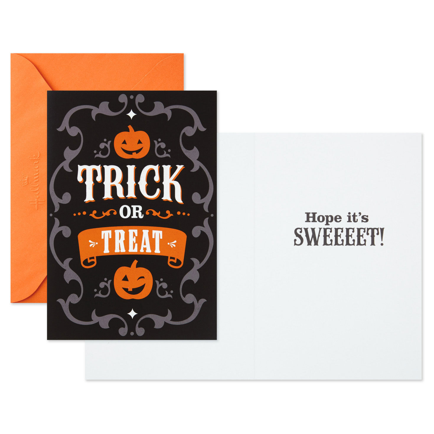 Vintage Lettering on Black Halloween Cards Pack Card Front with Sentiment image number 2