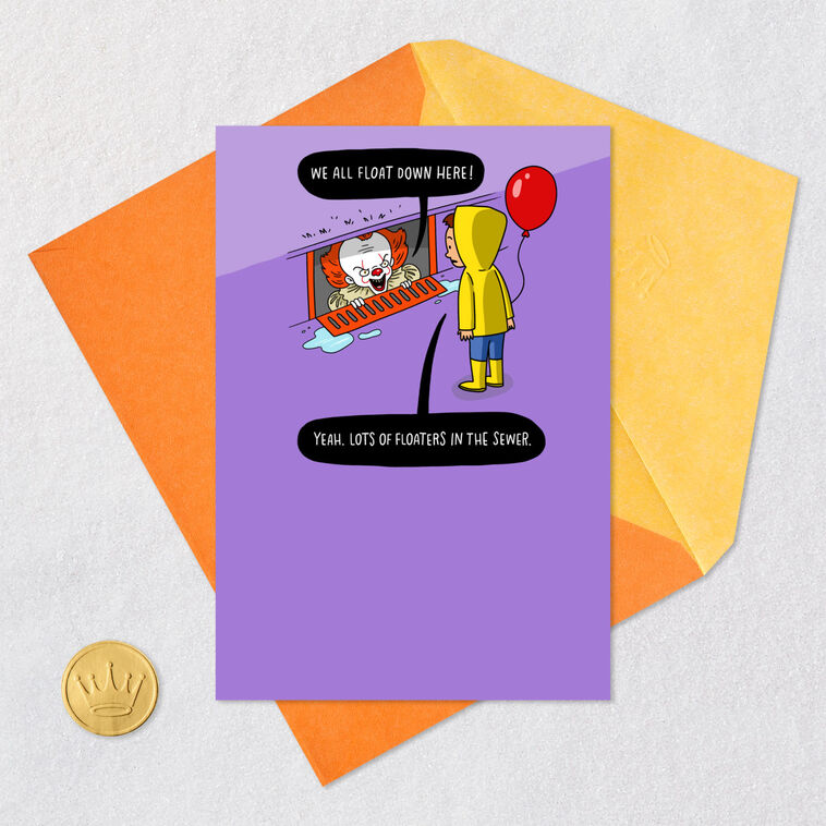 Warner Bros. IT Pennywise Floating Your Way Funny Halloween Card, , large image number 6