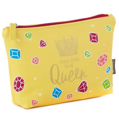 Feels Good to Be Queen Faux Leather Zippered Pouch, , large