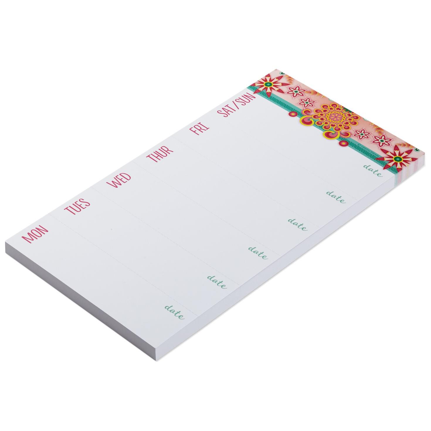 Catalina Estrada Pink And Teal Flowers Calendar Planner Notepad