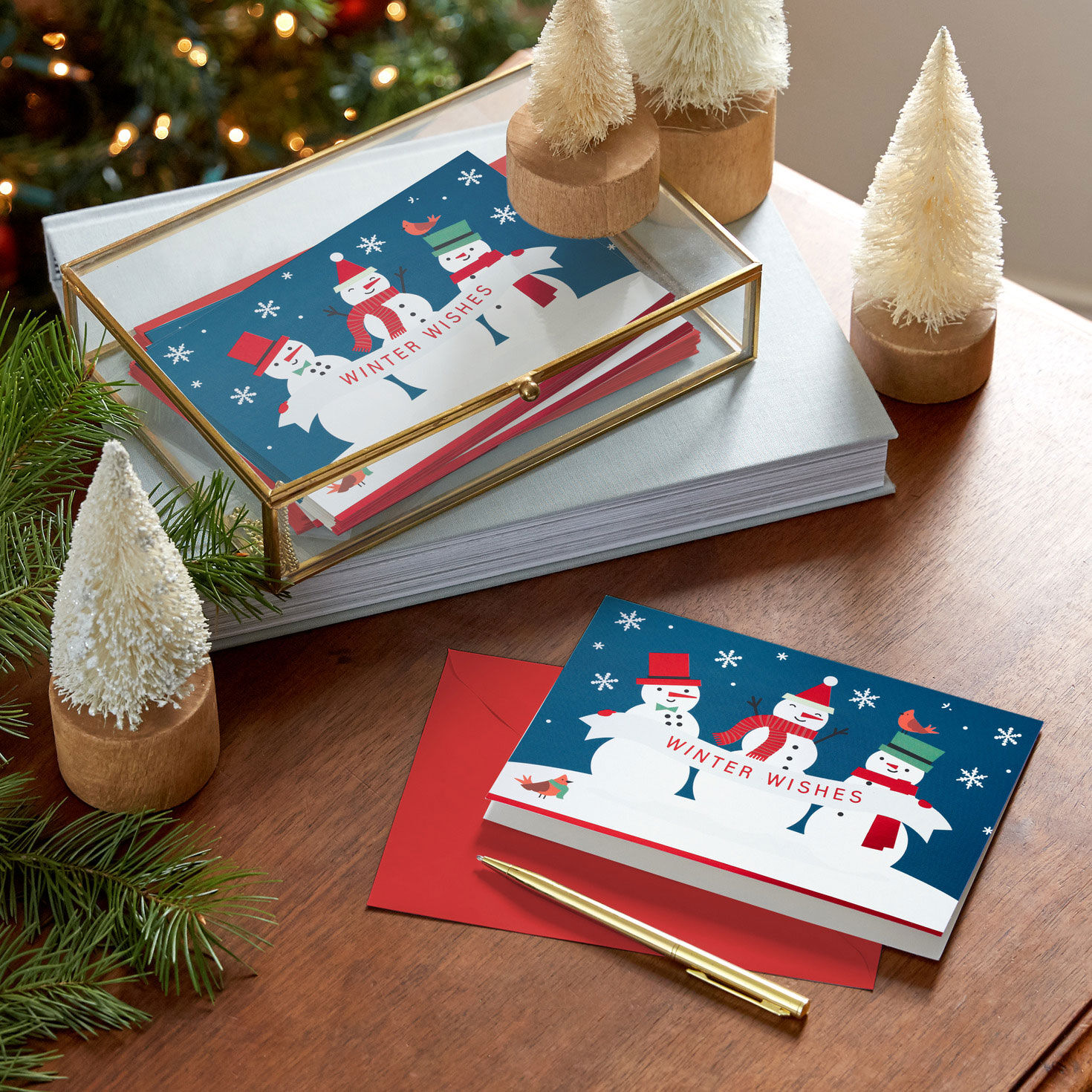 Snowmen Boxed Christmas Cards Bulk Pack in use image number 7