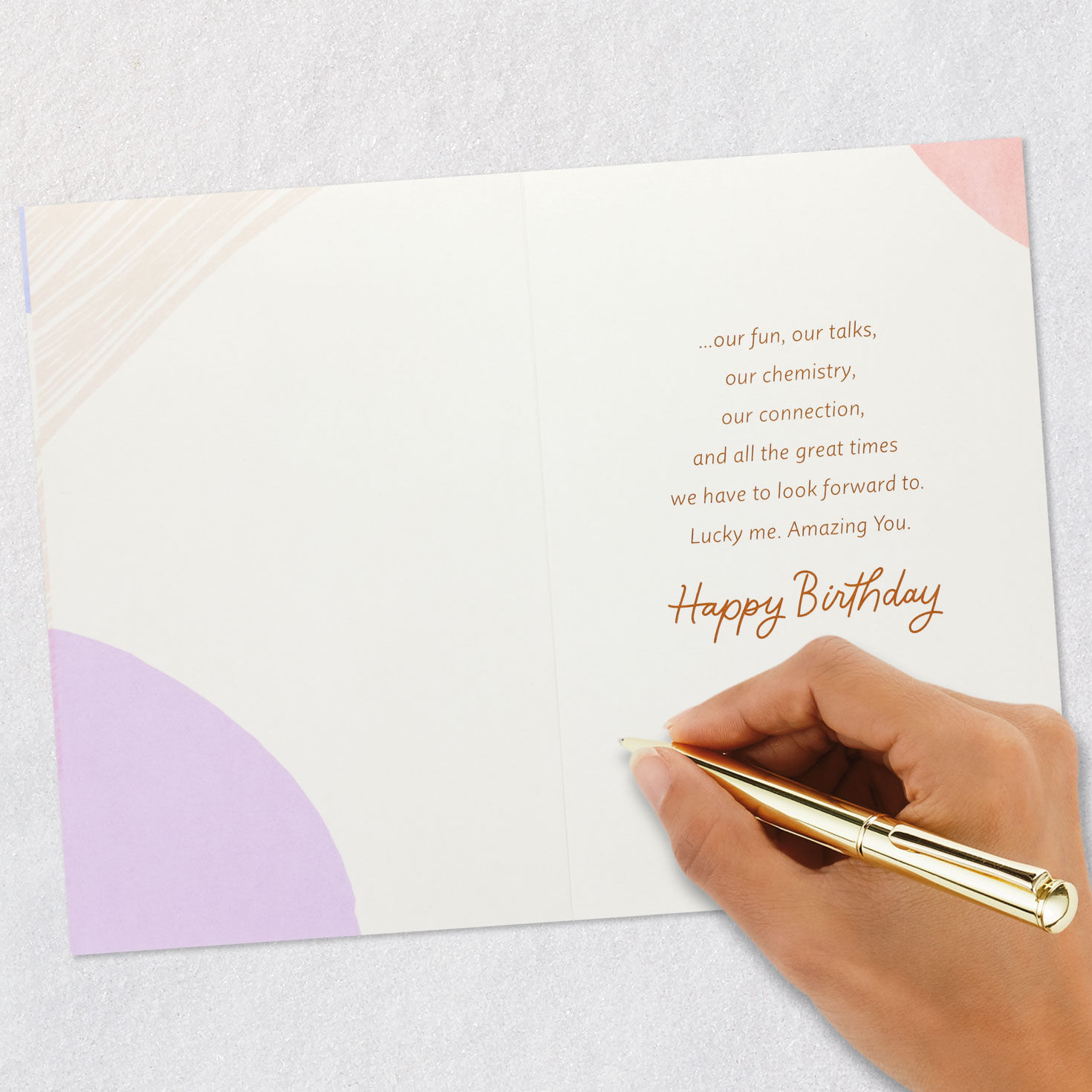 Romantic Pastel Heart Birthday Card Signing card image number 6