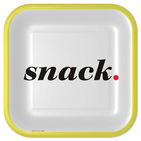 "Snack" Black and White Square Dessert Plates, Set of 8, , large