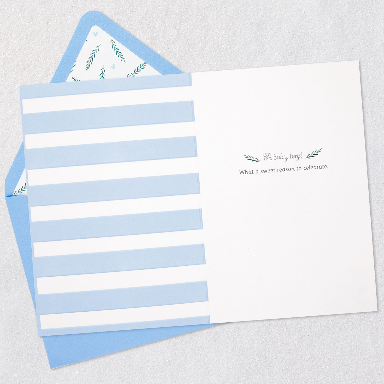 Blue Baby Boy Clothes and Bear Baby Shower Card Open card with envelope image number 3