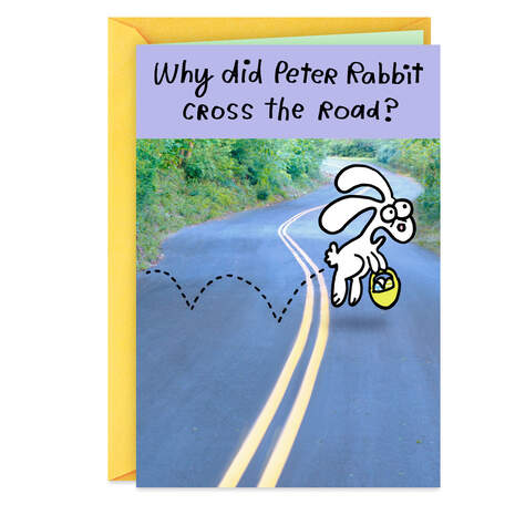 Why Did the Rabbit Cross the Road Funny Easter Card, , large