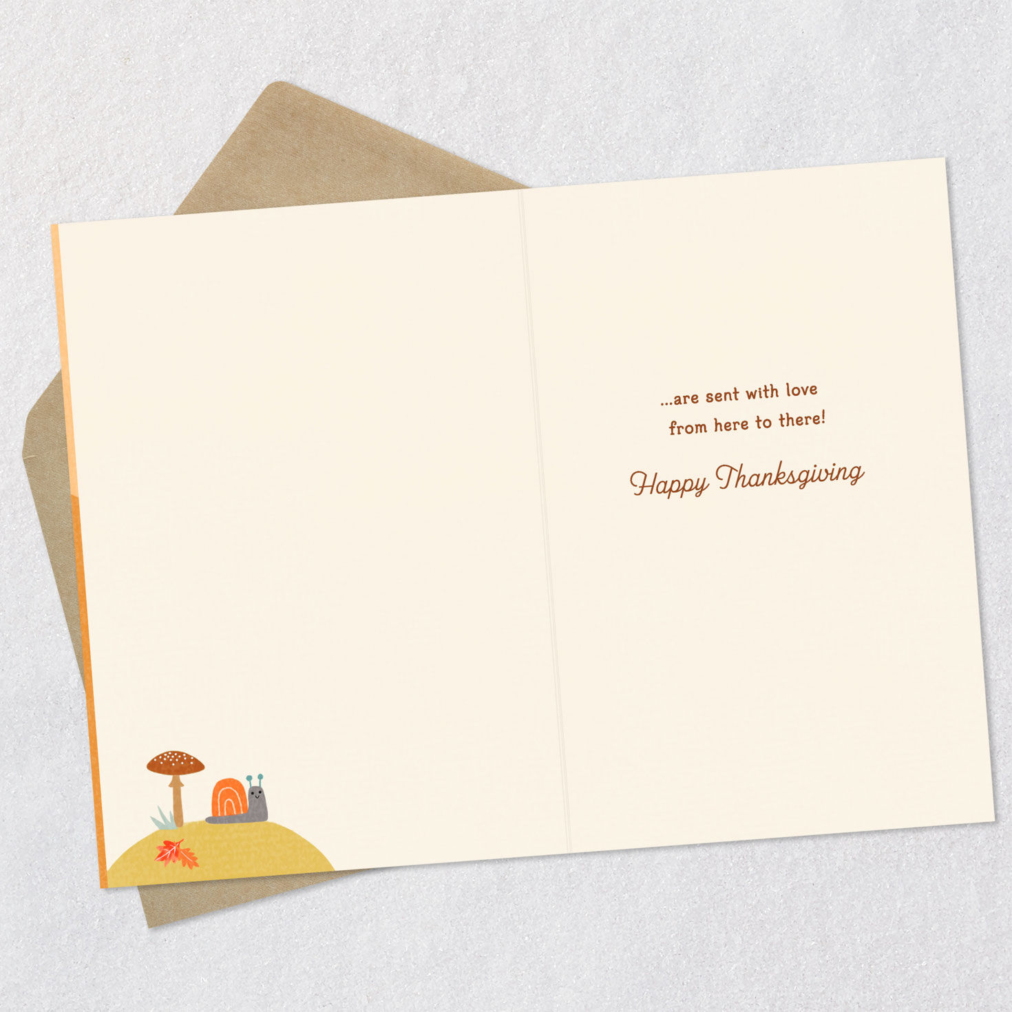 Cute Woodland Animal Picnic Thanksgiving Card Open card with envelope image number 3