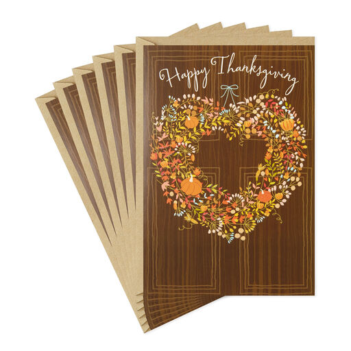Heart Wreath Thanksgiving Cards, Pack of 6, 
