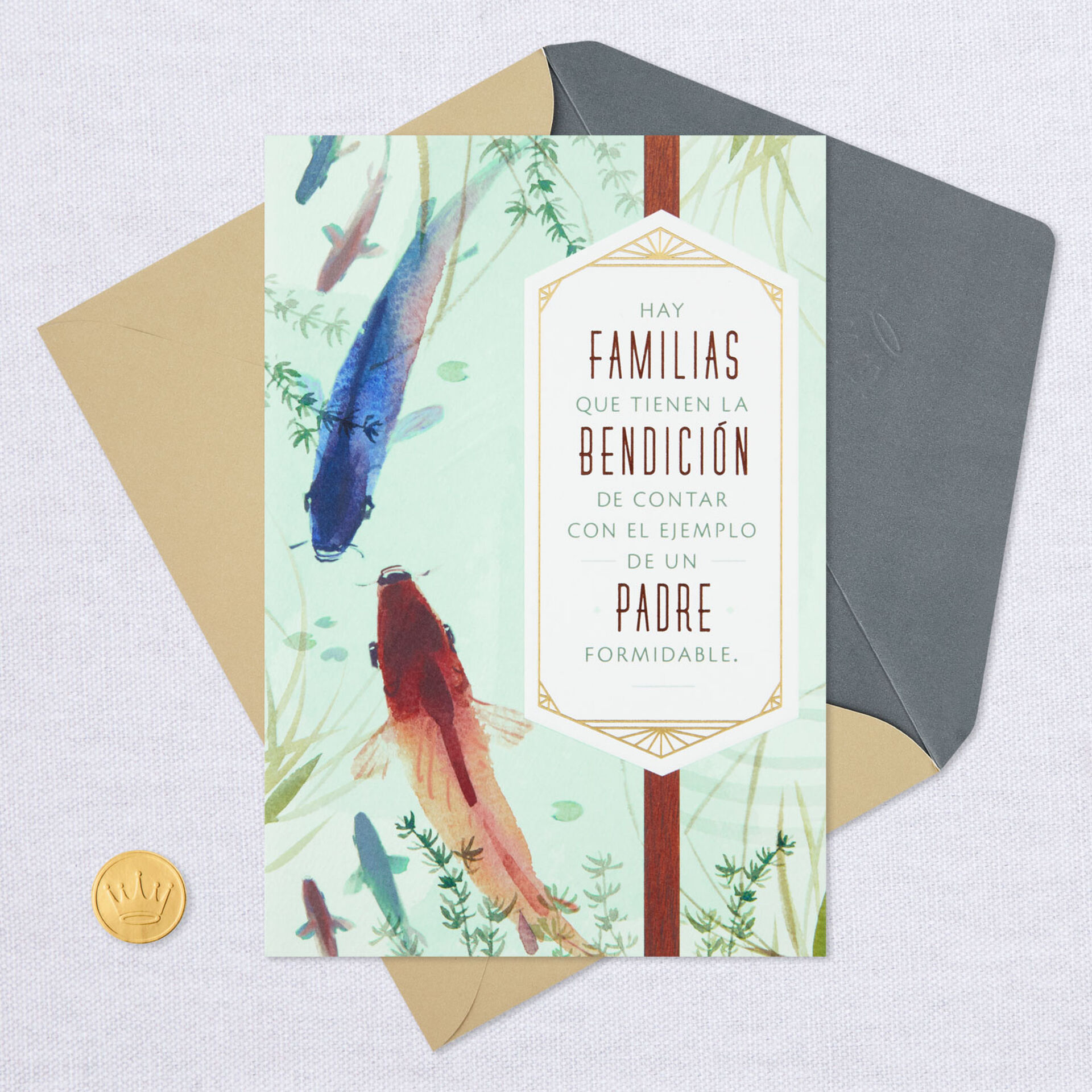 Koi Fish SpanishLanguage Father's Day Card With Mini