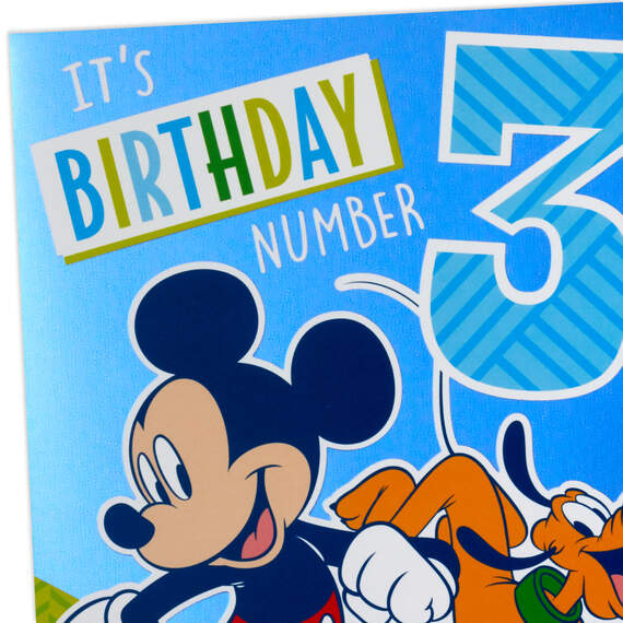 Disney Mickey Mouse 3rd Birthday Card With Sticker, , large image number 5