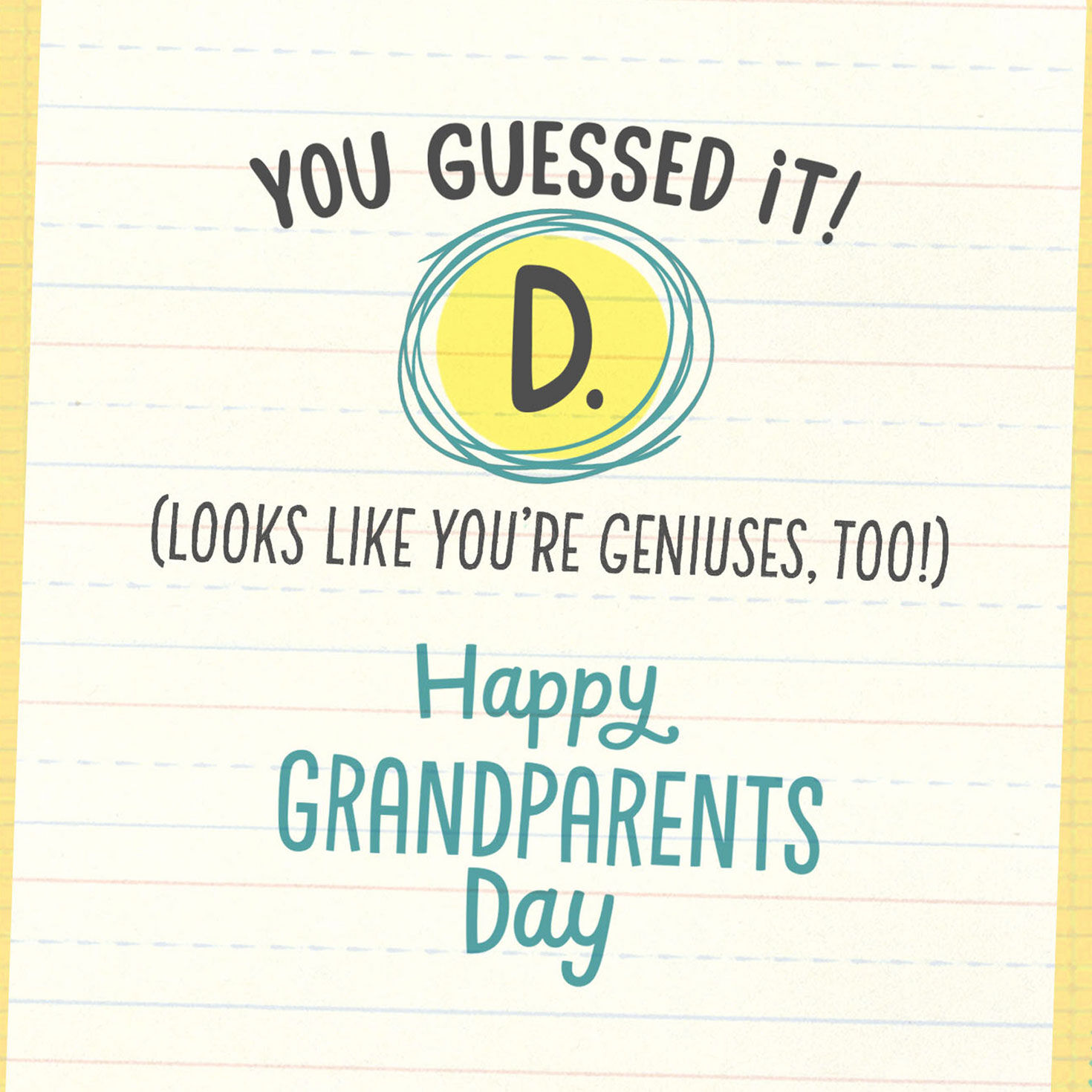 Teal Notebook Paper Quiz Grandparents Day Card Sentiment image number 2