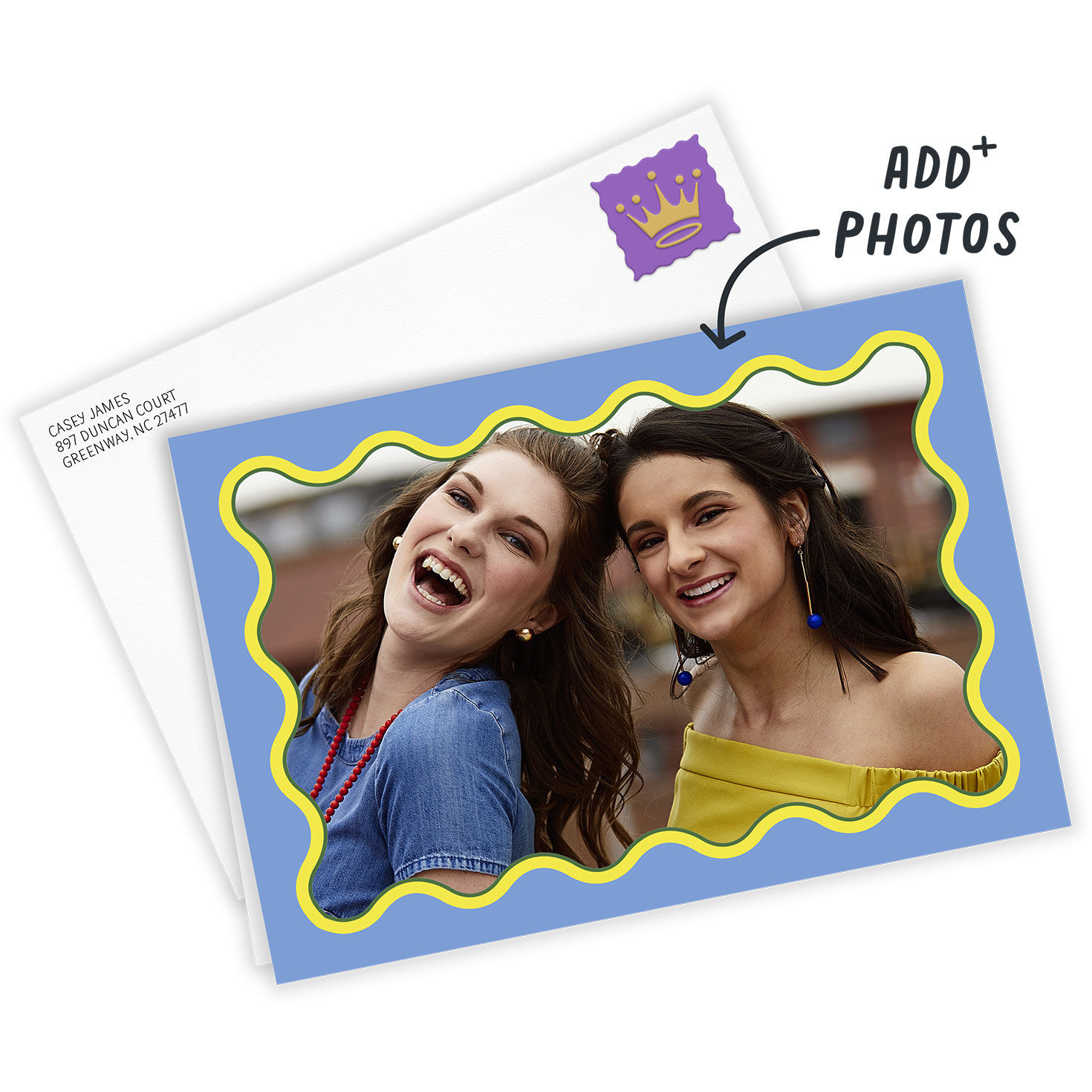 Blue and Yellow Rick Rack Frame Blank Custom Card for only USD 4.99 | Hallmark