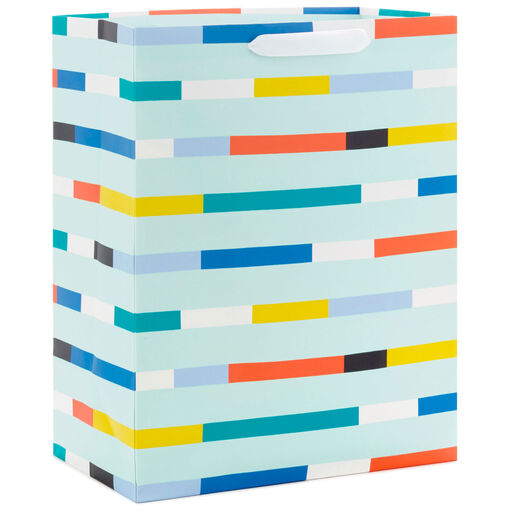 13" Color Block Stripes Large Gift Bag, 