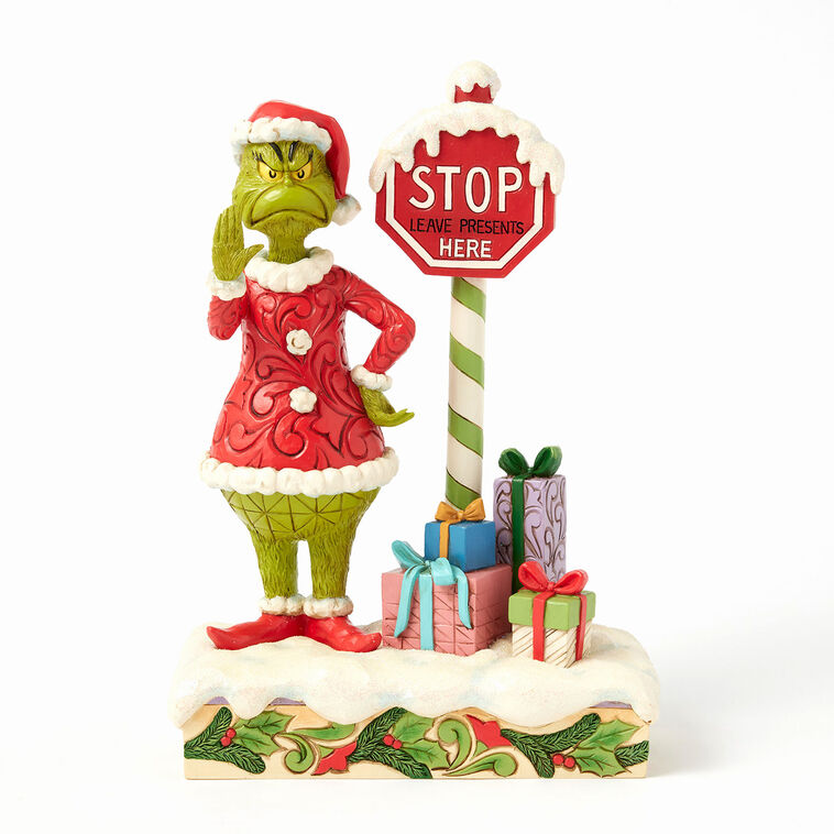 Jim Shore Grinch by Light-Up Stop Sign Figurine, 9.3"