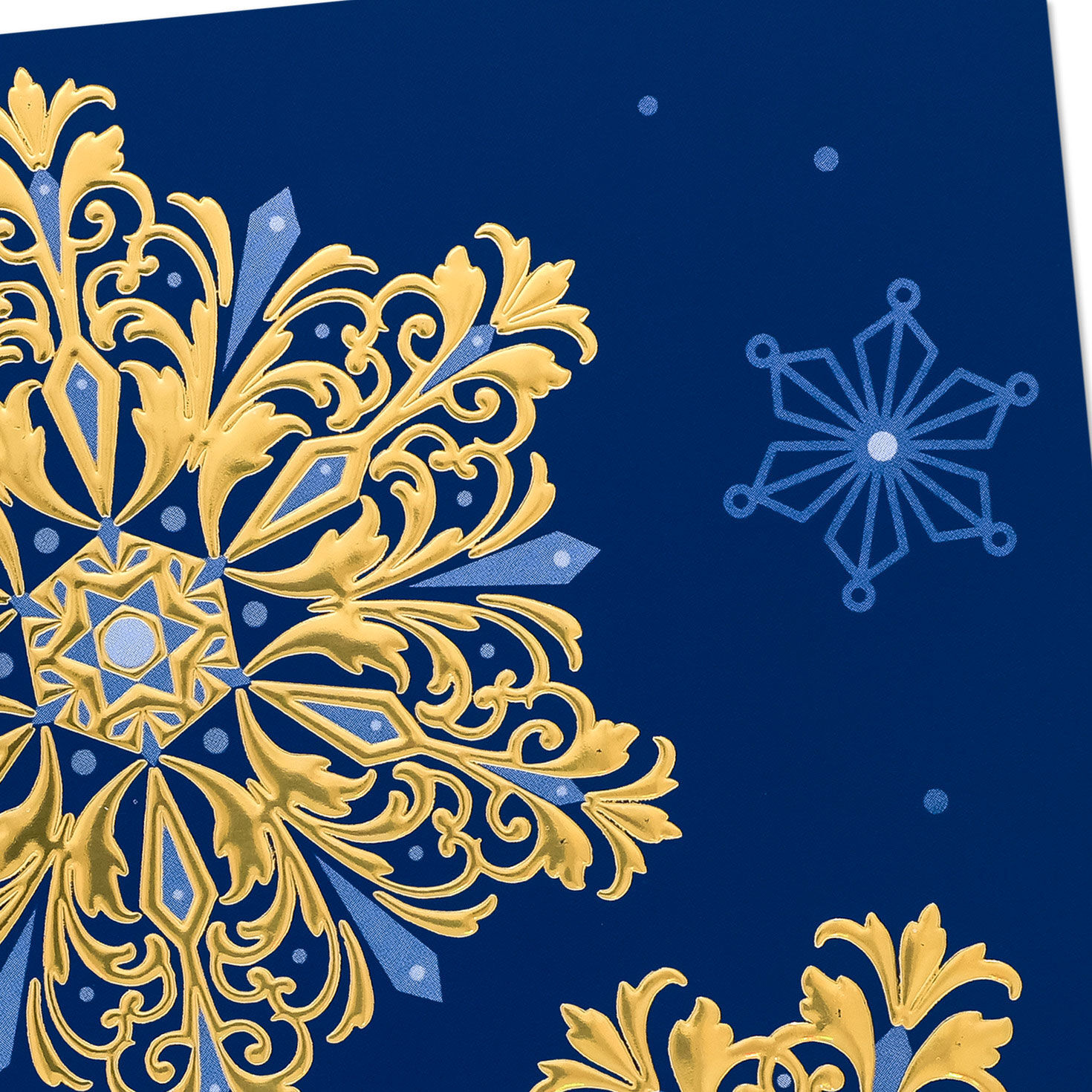 Gold Snowflakes on Blue Boxed Christmas Cards Cover Detail image number 5