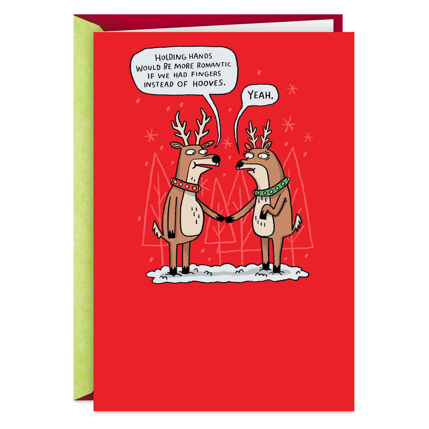Holding Hands With Hooves Funny Christmas Card