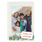 Winter Greens and Tag on Photo Frame Christmas Card Card Front with Envelope image number 1