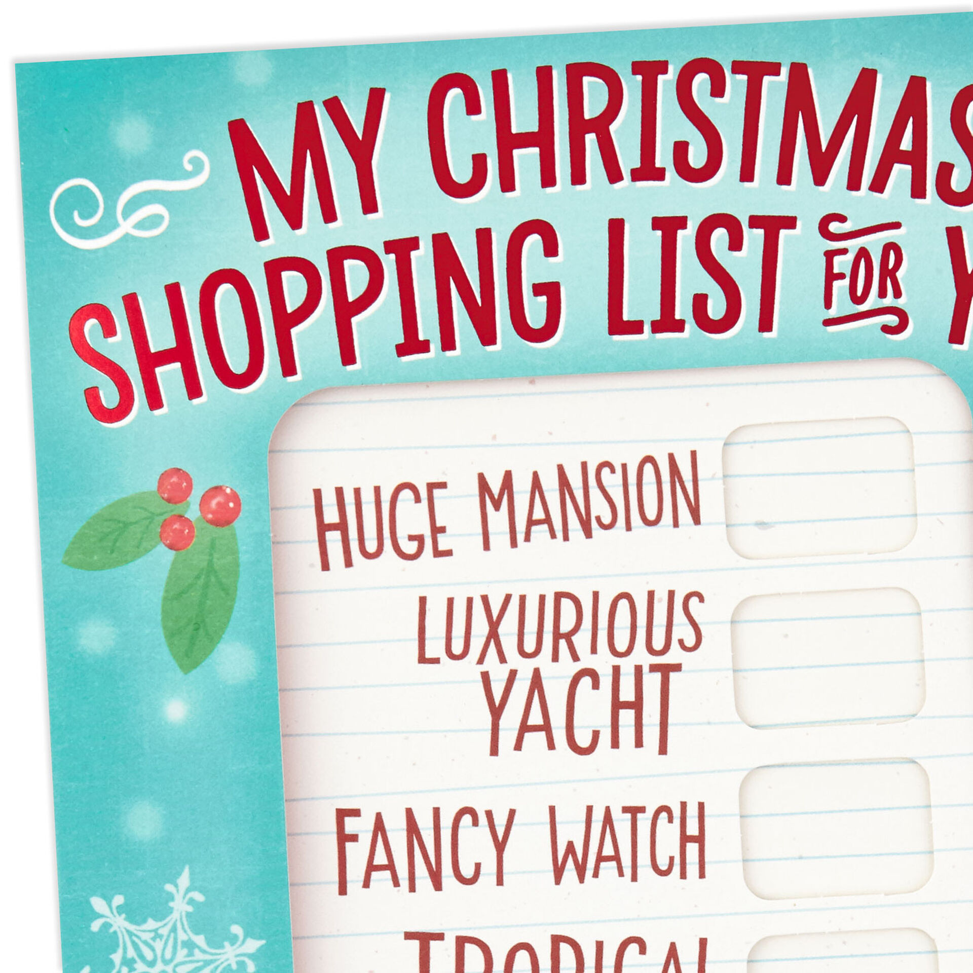 My Shopping List For You Funny Christmas Card - Greeting Cards - Hallmark