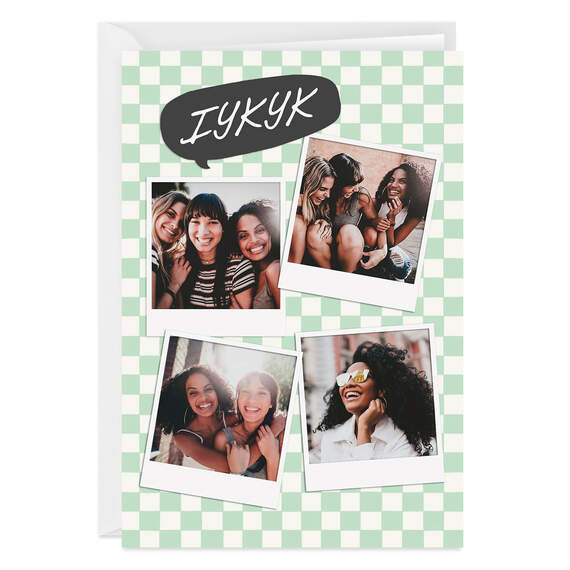 Personalized Green and White Checkerboard Photo Card, , large image number 1