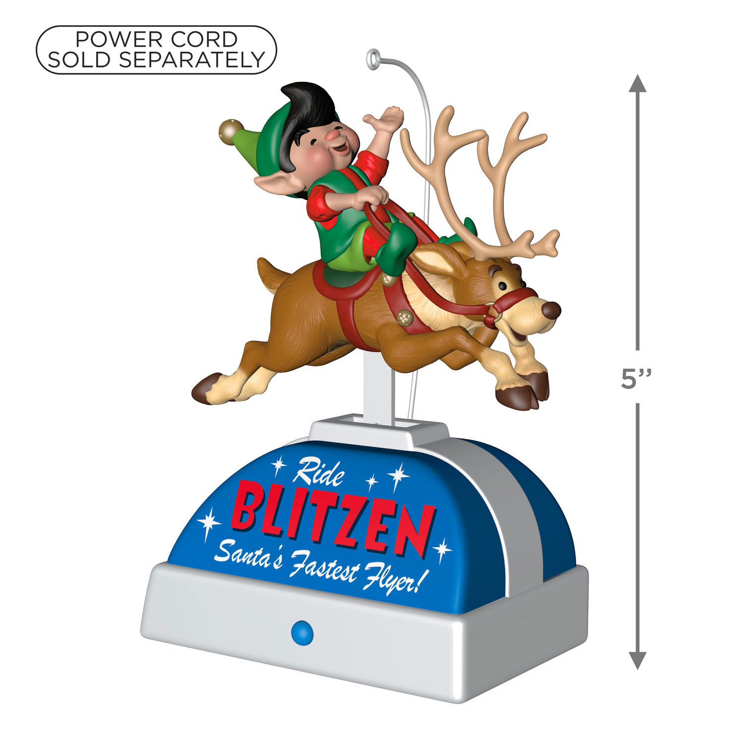 Elf on Reindeer Mechanical Ride Keepsake Ornament  image number 3