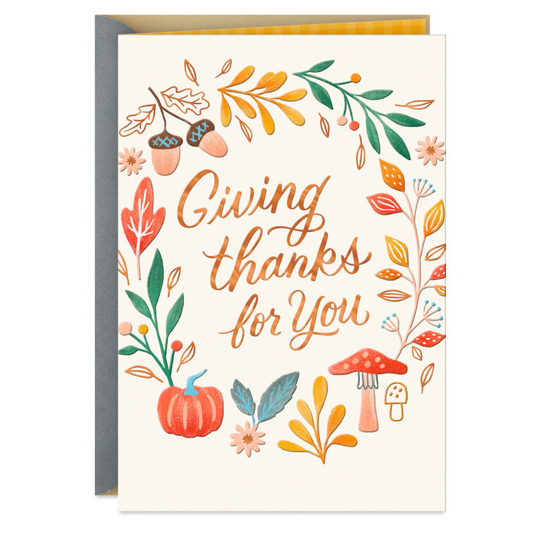 Giving Thanks for You Religious Thanksgiving Card
