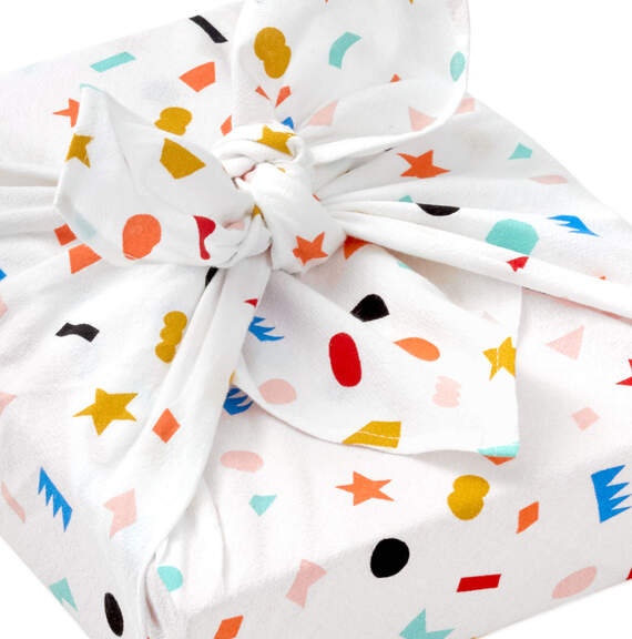 26" Geometric Confetti on Cream Fabric Gift Wrap, , large image number 3